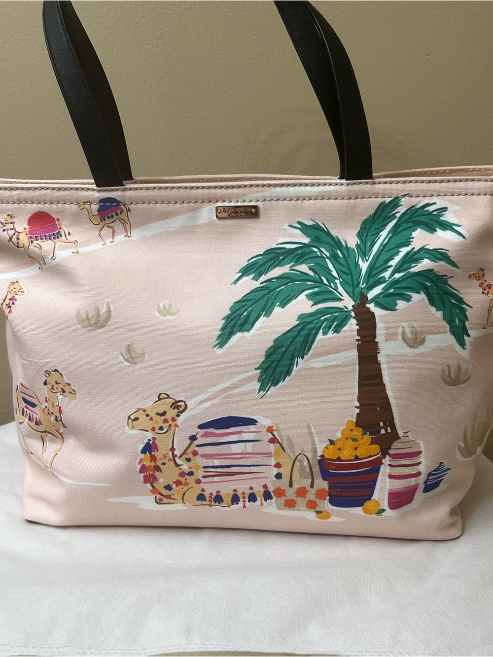 kate spade Collectable L Camel & Palm Print Tote Bag NWOT - Picture 16 of 16